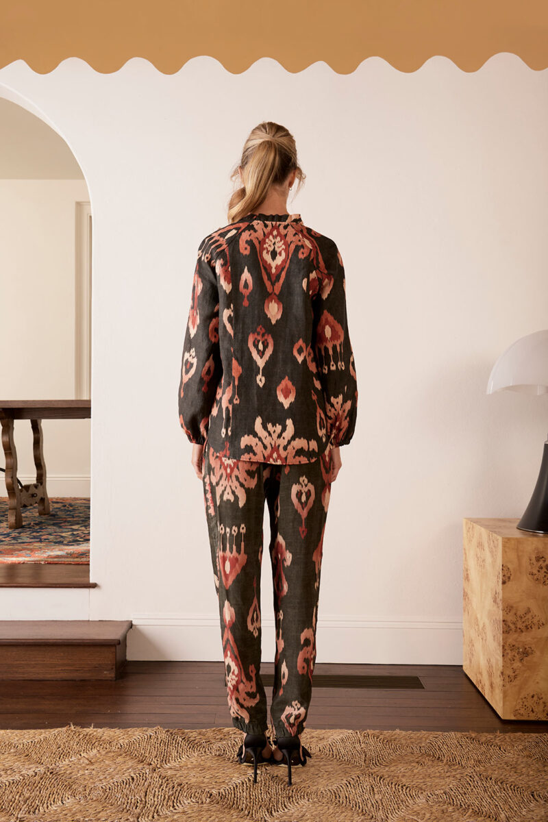 The Dreamer Label Riley Ikat Pant Charcoal - Image 4