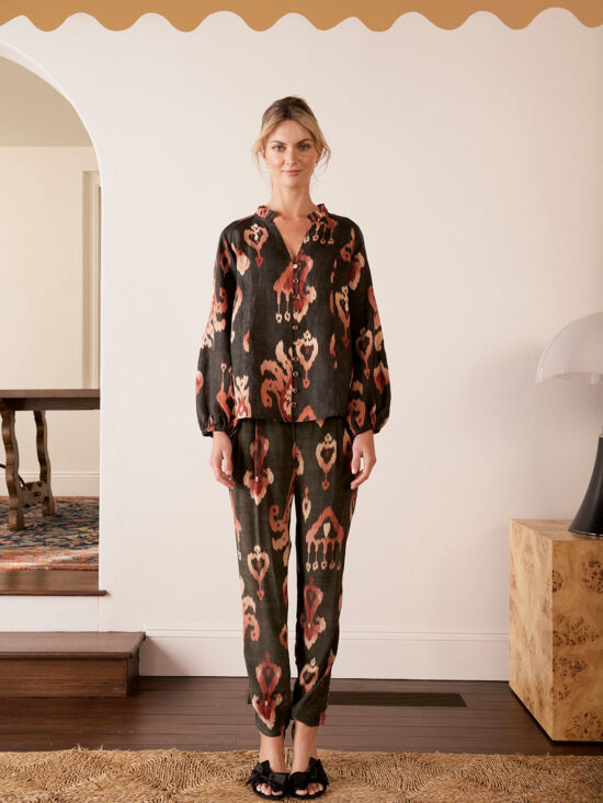 The Dreamer Label Riley Ikat Pant Charcoal