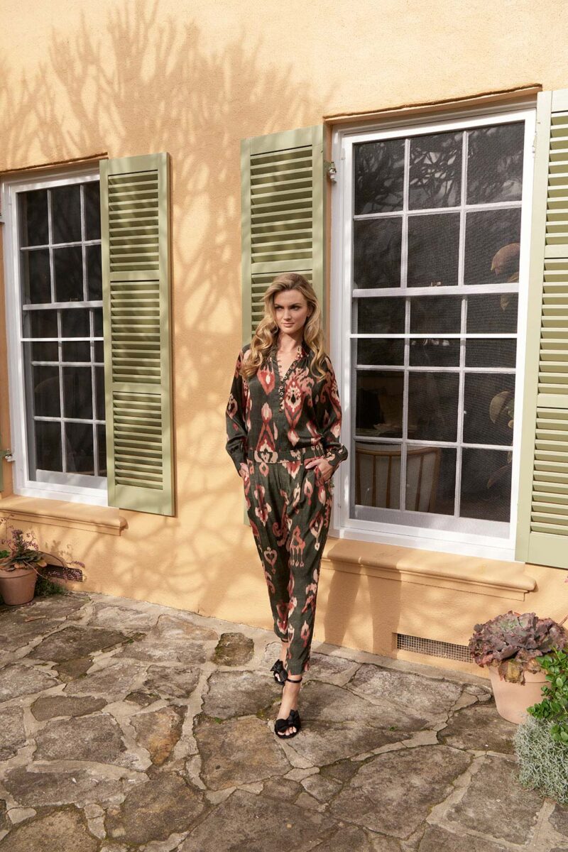 The Dreamer Label Riley Ikat Pant Charcoal - Image 6