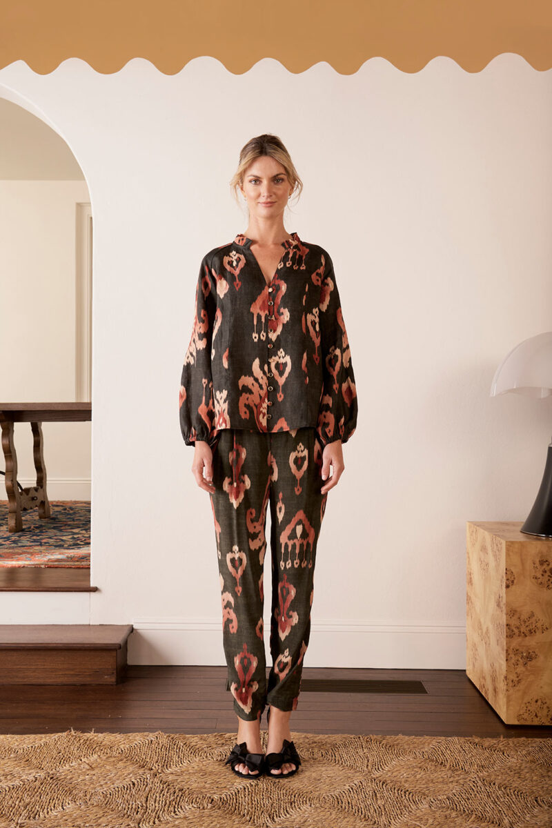 The Dreamer Label Riley Ikat Pant Charcoal