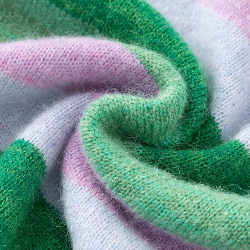 Aleger Cashmere Blend Multi Stripe Mohair Crew Neck Knit N.118 Absenthe - Image 4