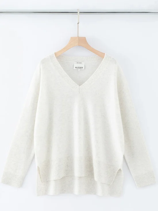 N.21 100 CASHMERE OVERSIZED HIGH LOW V NECK TERRY