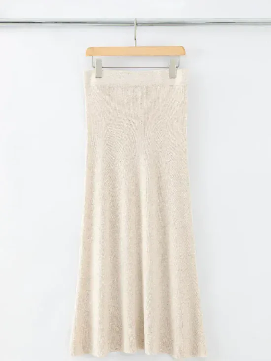 Aleger Cashmere Blend Ribbed Slip Skirt N.28 Shell