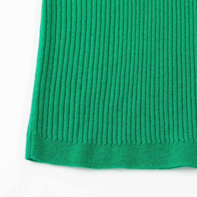 Aleger Cashmere Blend Skinny Rib Keyhole Back Crew Knit N.78 Kelly Green - Image 7