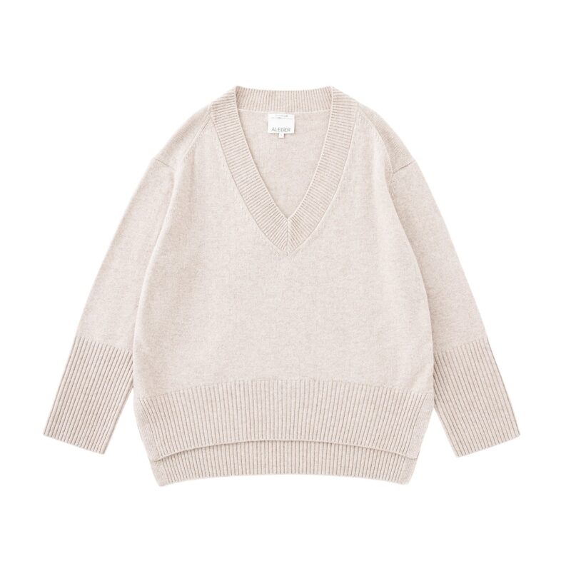 Aleger Cashmere Blend Oversize V Neck Knit N.84 Shell - Image 4