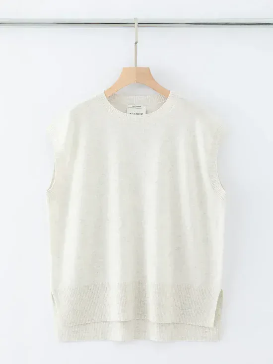 Aleger 100% Cashmere High Low Hem Crew Vest N.87