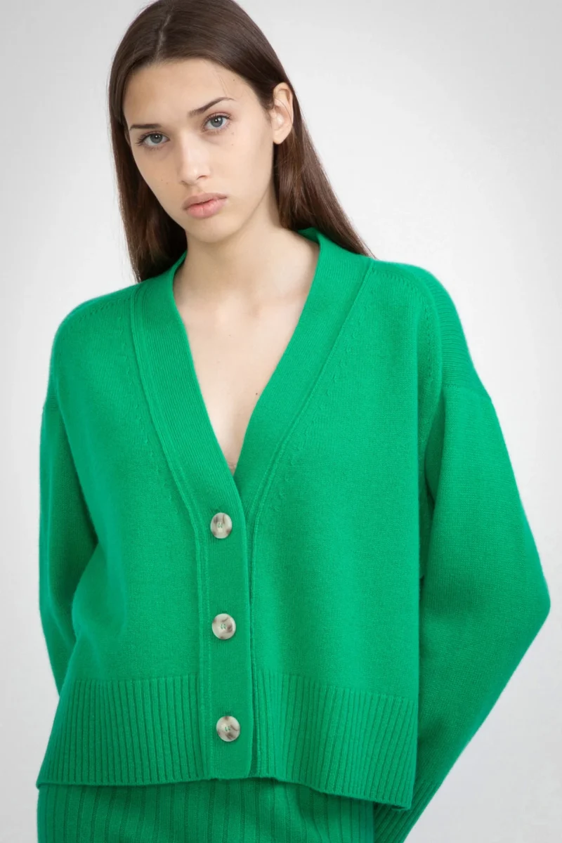 N.99 CASHMERE BLEND OVERSIZED CARDIGAN KELLY GREEN 3 e1713409499349