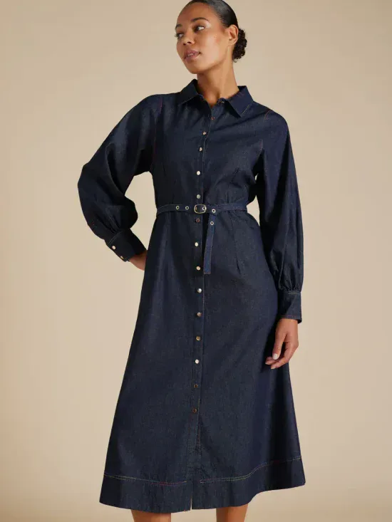 Alessandra Rainbow Tess Dress Indigo