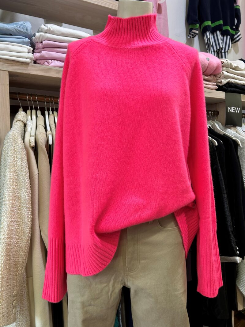 Alessandra Fifi Polo Cashmere Sweater in Electric Pink