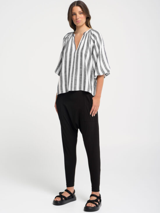 Lounge the Label Top Telc White Black Stripe