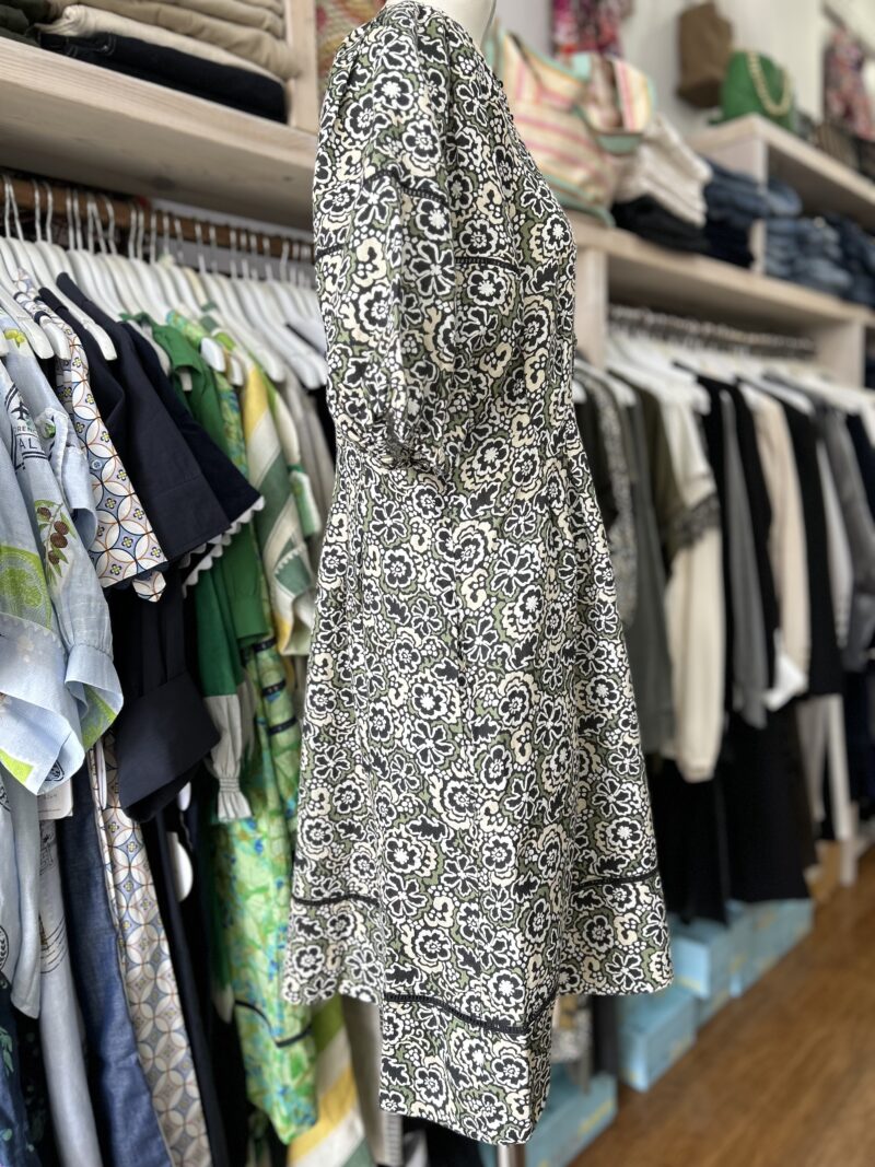 Alessandra Genevieve Linen Dress Black Raya Print - Image 3