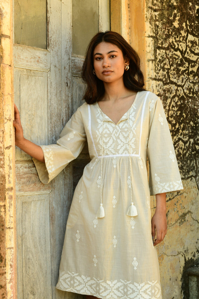 Azure and Indigo Folk Dress Oat - Image 2