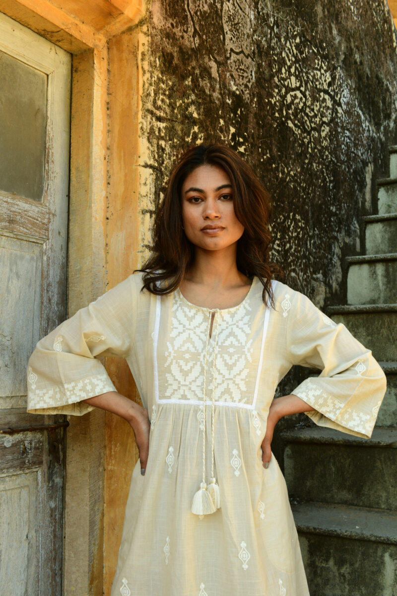 Azure and Indigo Folk Dress Oat - Image 4