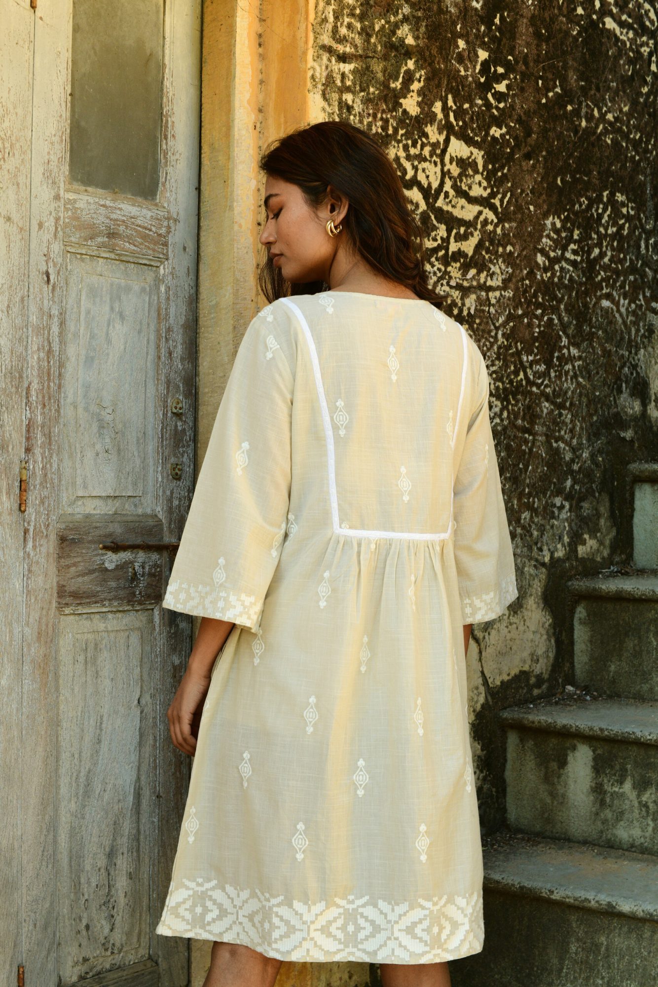 Azure and Indigo Folk Dress Oat - Image 5