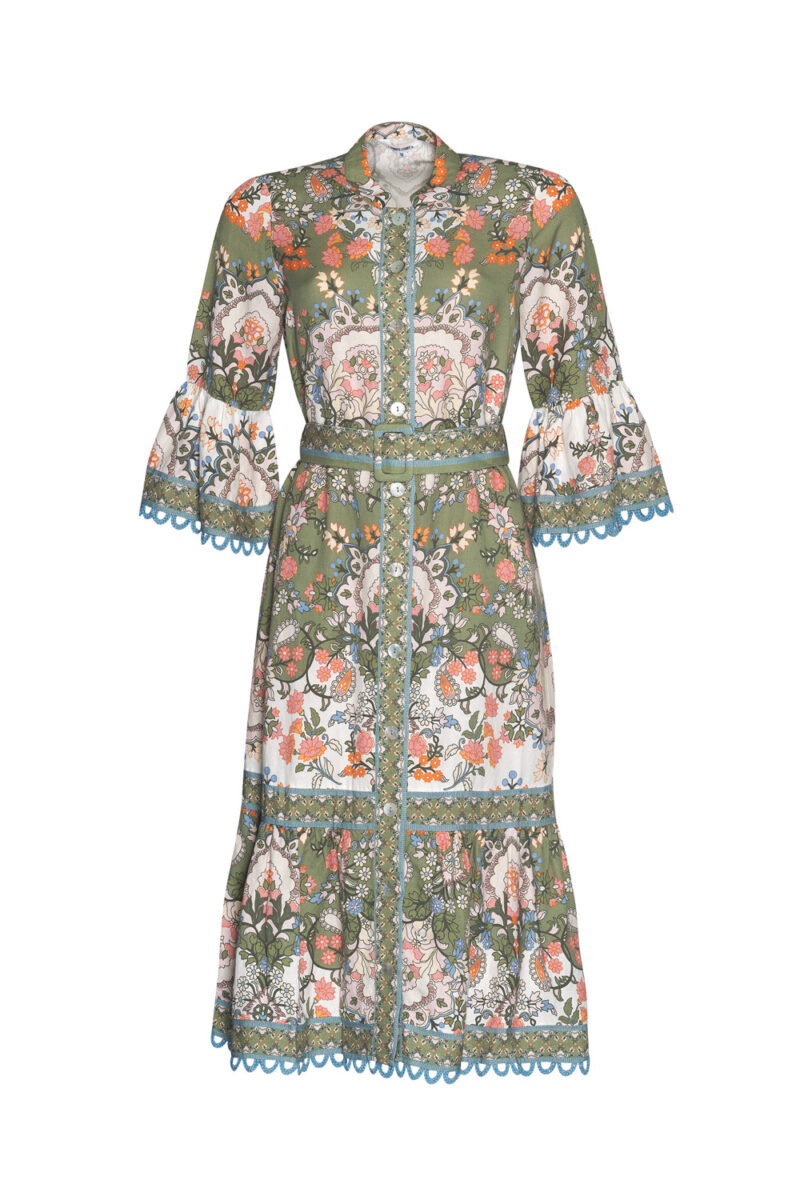 Loobie's Story Siena Midi Dress Olive Multi - Image 2