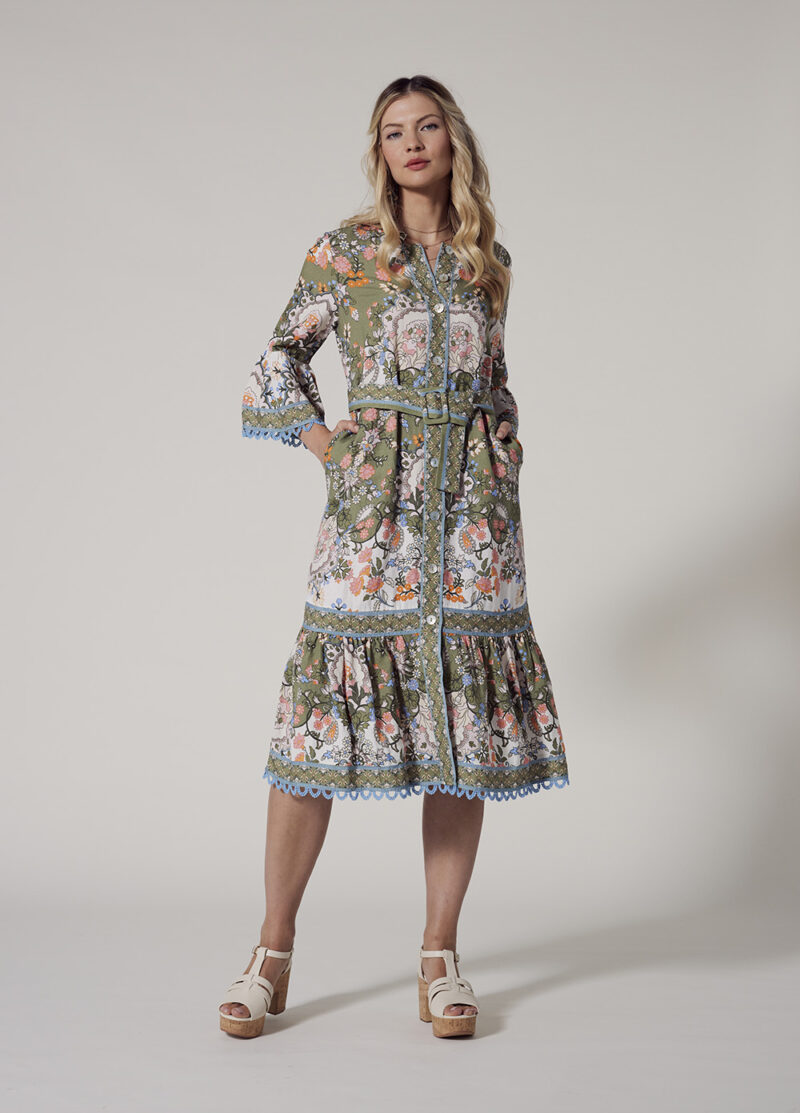 Loobie's Story Siena Midi Dress Olive Multi - Image 5