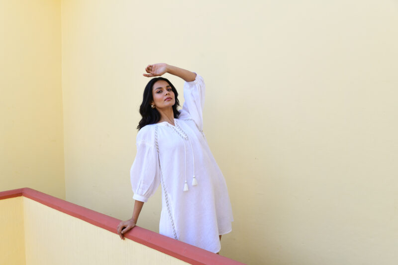 Azure and Indigo Maya Shift Dress White - Image 5