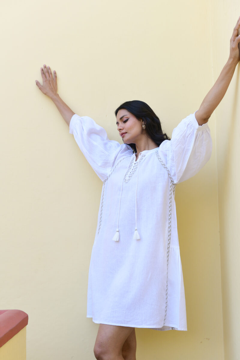 Azure and Indigo Maya Shift Dress White - Image 3