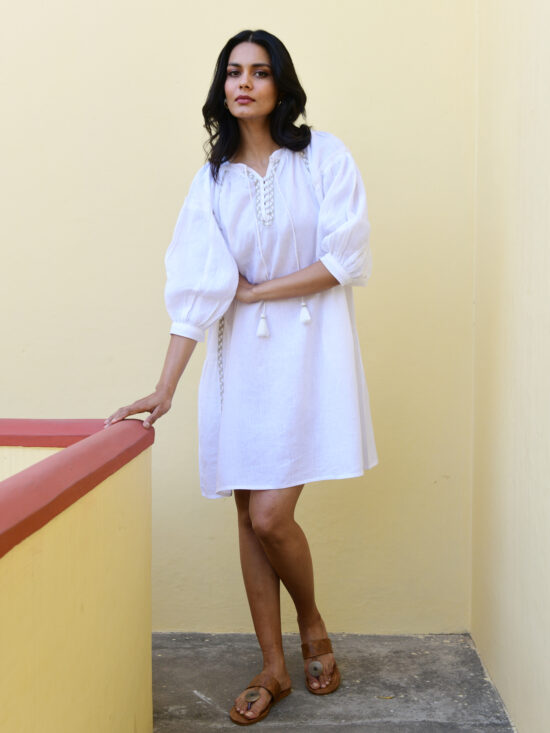 Azure and Indigo Maya Shift Dress White