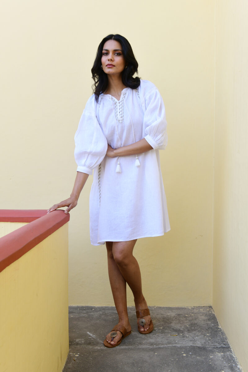 Azure and Indigo Maya Shift Dress White