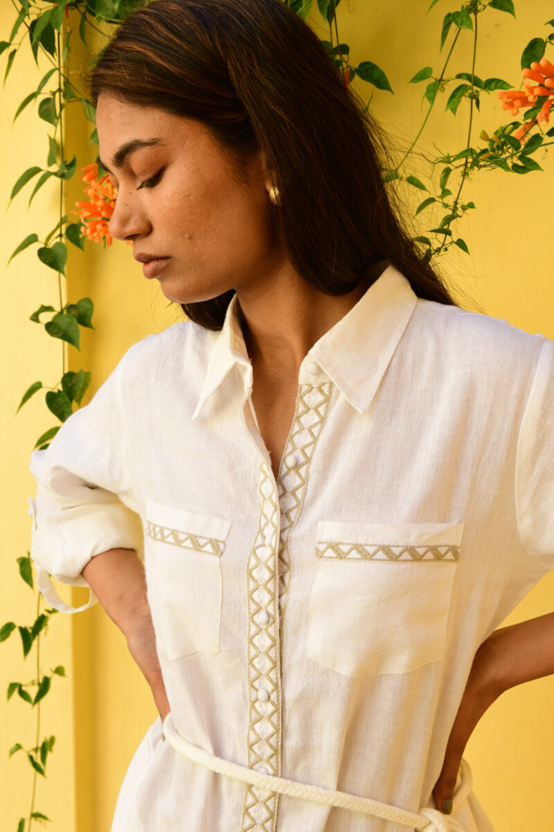 Azure and Indigo Maya Shirt Dress White - Image 4
