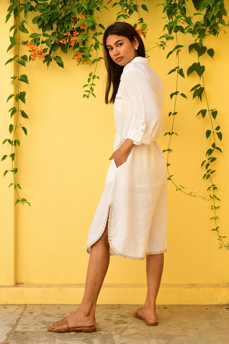 Azure and Indigo Maya Shirt Dress White - Image 6