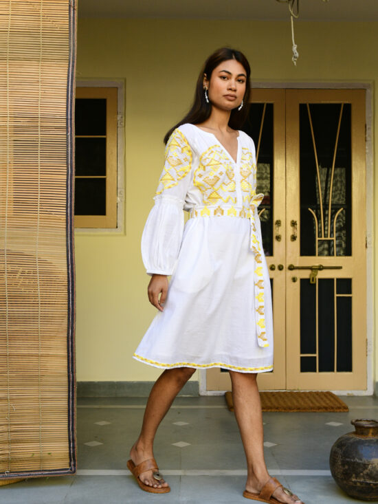 Azure and Indigo Paros Sundress Saffron
