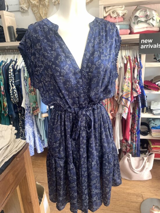 Lola Australia Daisy Boo Silk Mini Dress Martini Navy