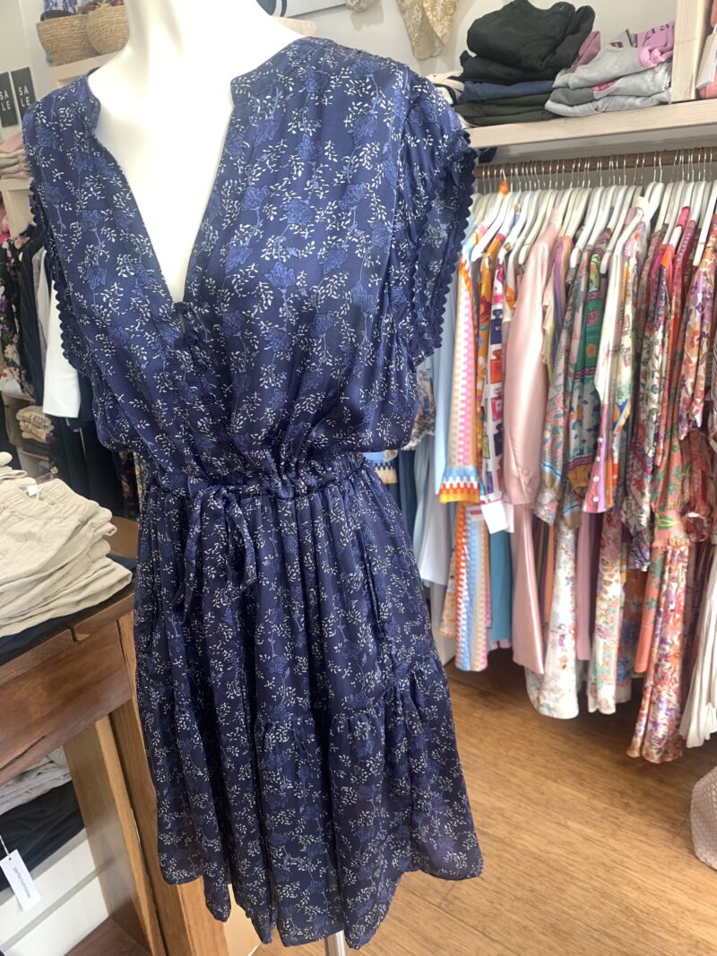 Lola Australia Daisy Boo Silk Mini Dress Martini Navy - Image 3