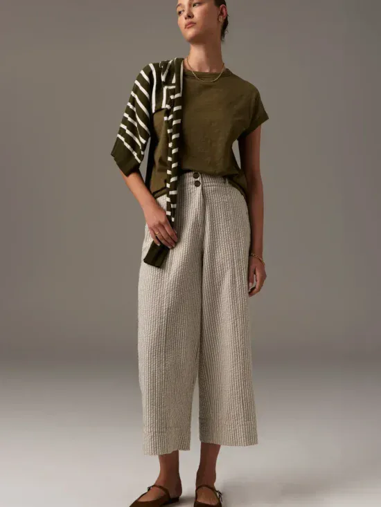 POL Clothing Liora Knit Khaki Pebble Stripe