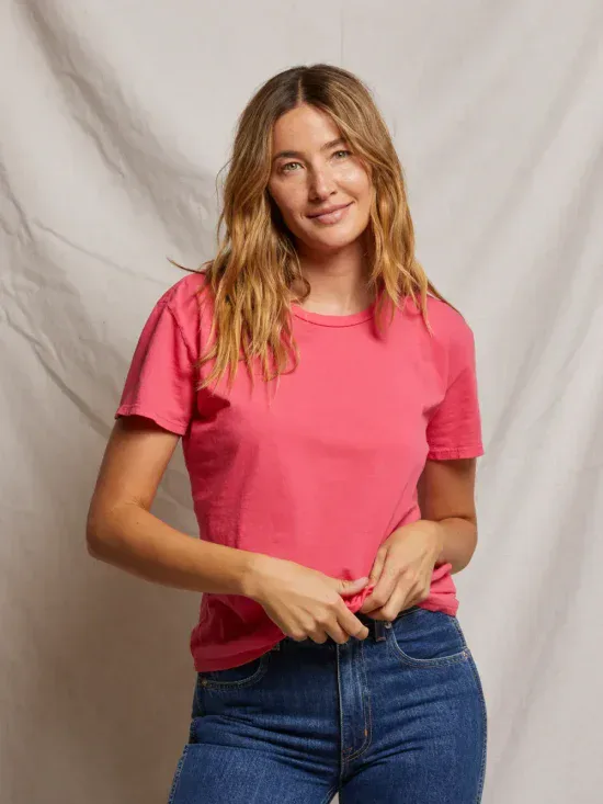 Perfect White Tee Harley Boxy Crew Pink Bloom