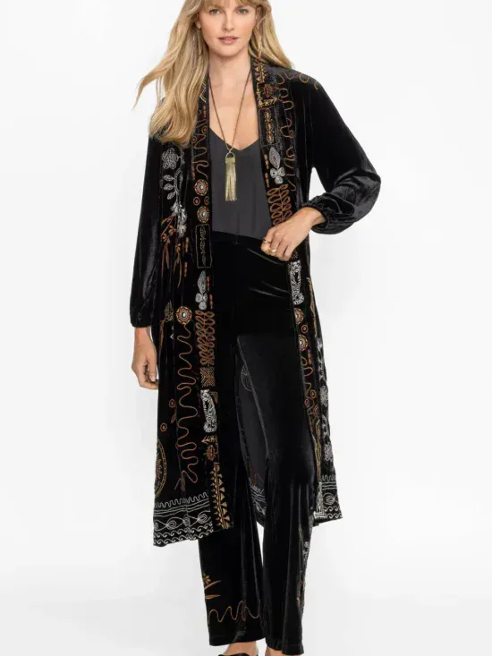 Johnny Was Velvet Bishop Sleeve Kimono Coat Jenai