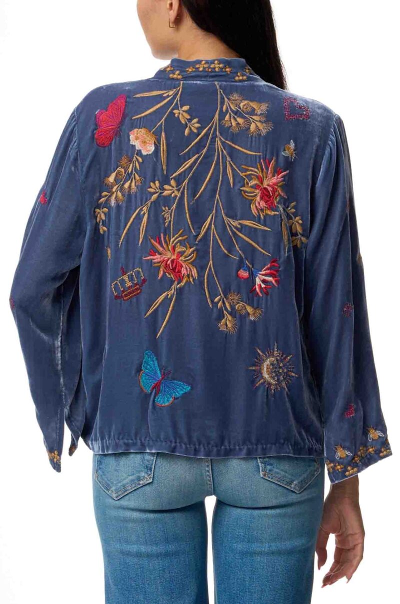 Johnny Was Aria Tonal Velvet Bolero Blue Night - Image 6