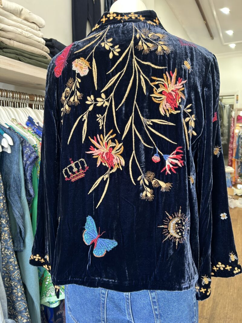 Johnny Was Aria Tonal Velvet Bolero Blue Night - Image 2