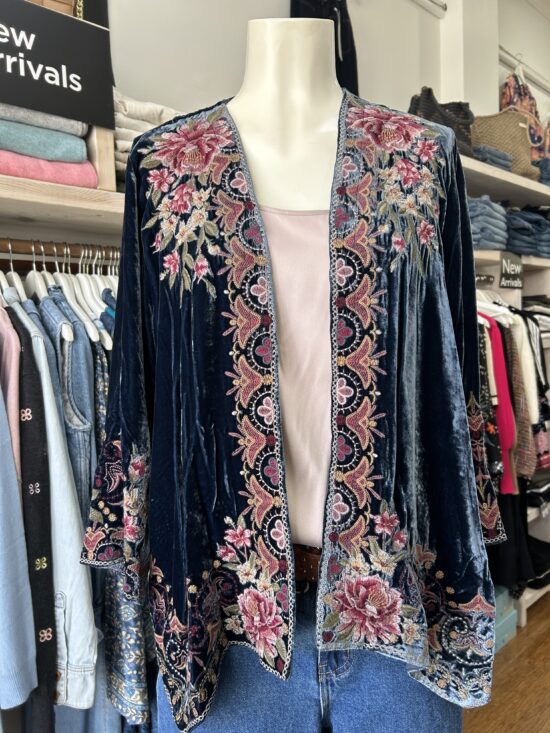 Johnny Was Joanna Velvet Bolero Denim Blue