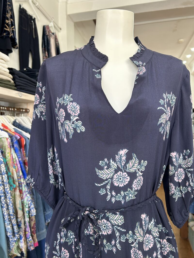 Lola Australia Georgia Silk Crepe Midi Dress Wreath Navy - Image 2