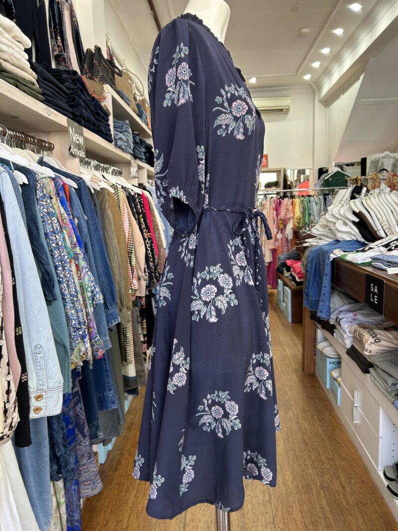 Lola Australia Georgia Silk Crepe Midi Dress Wreath Navy - Image 3