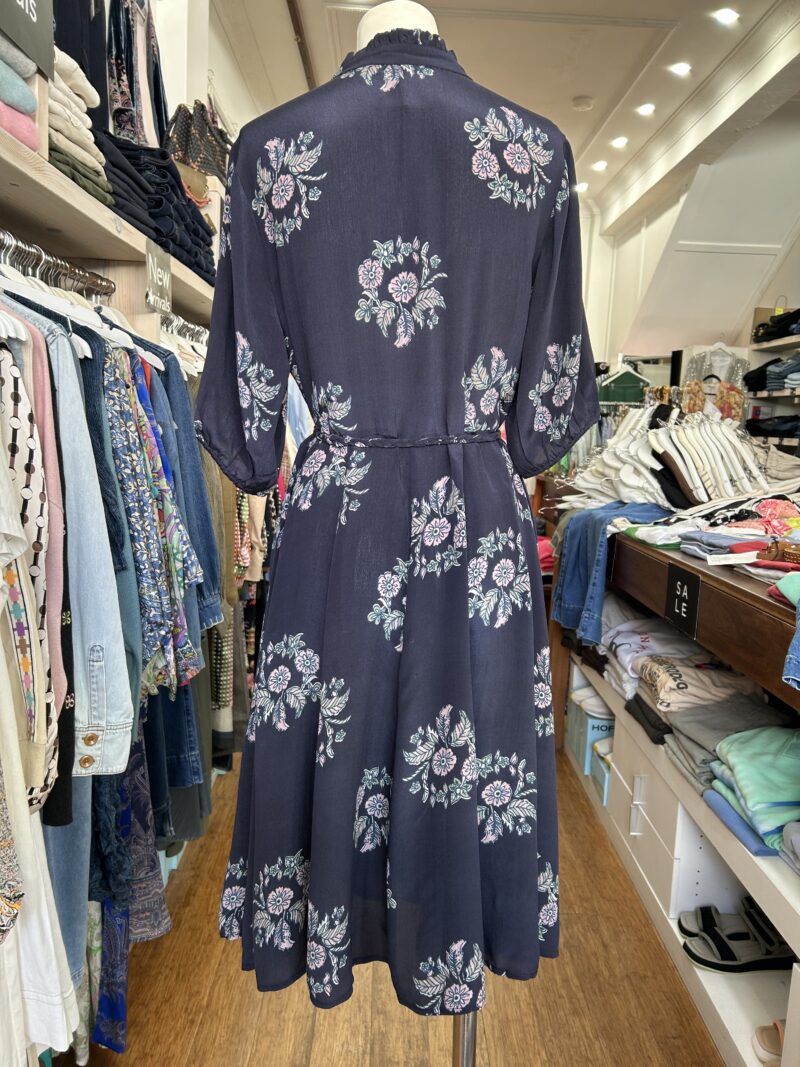 Lola Australia Georgia Silk Crepe Midi Dress Wreath Navy - Image 4