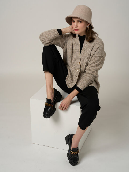 Madly Sweetly Weekender Cardi Taupe Fleck