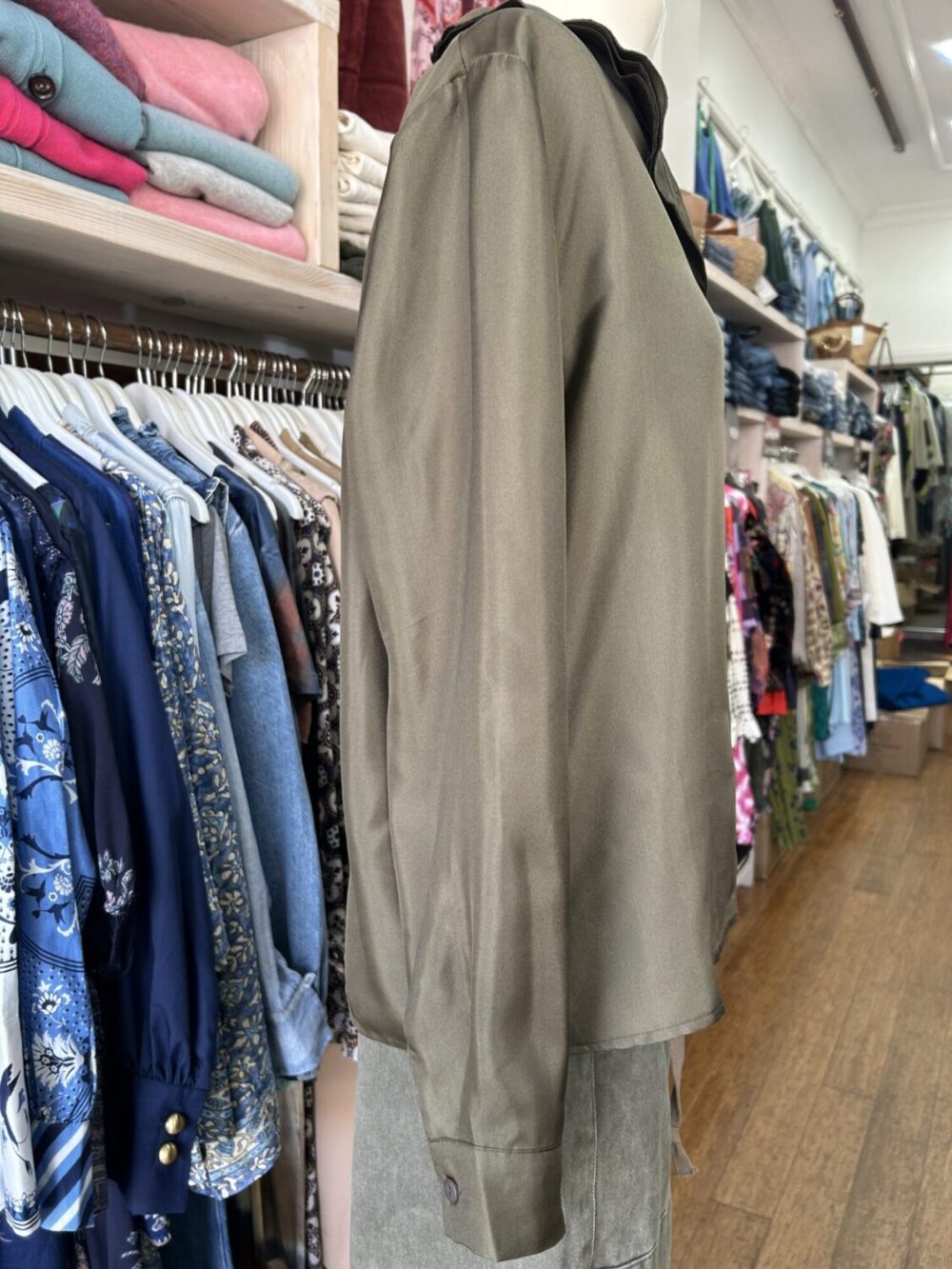 M. A. Dainty Patsy Silk Shirt Olive - Image 2