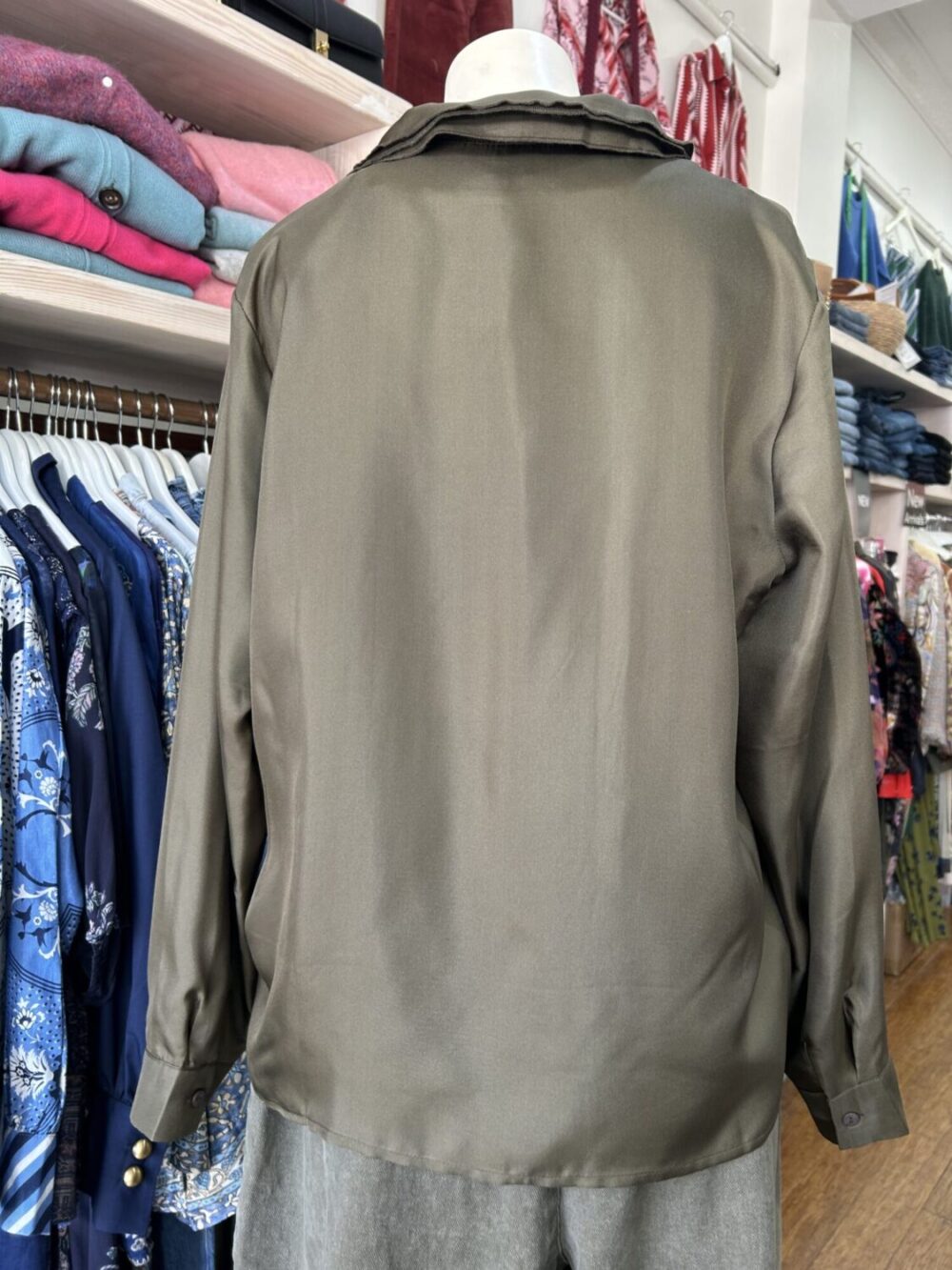 M. A. Dainty Patsy Silk Shirt Olive - Image 4