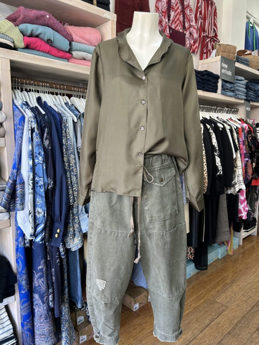 M. A. Dainty Patsy Silk Shirt Olive