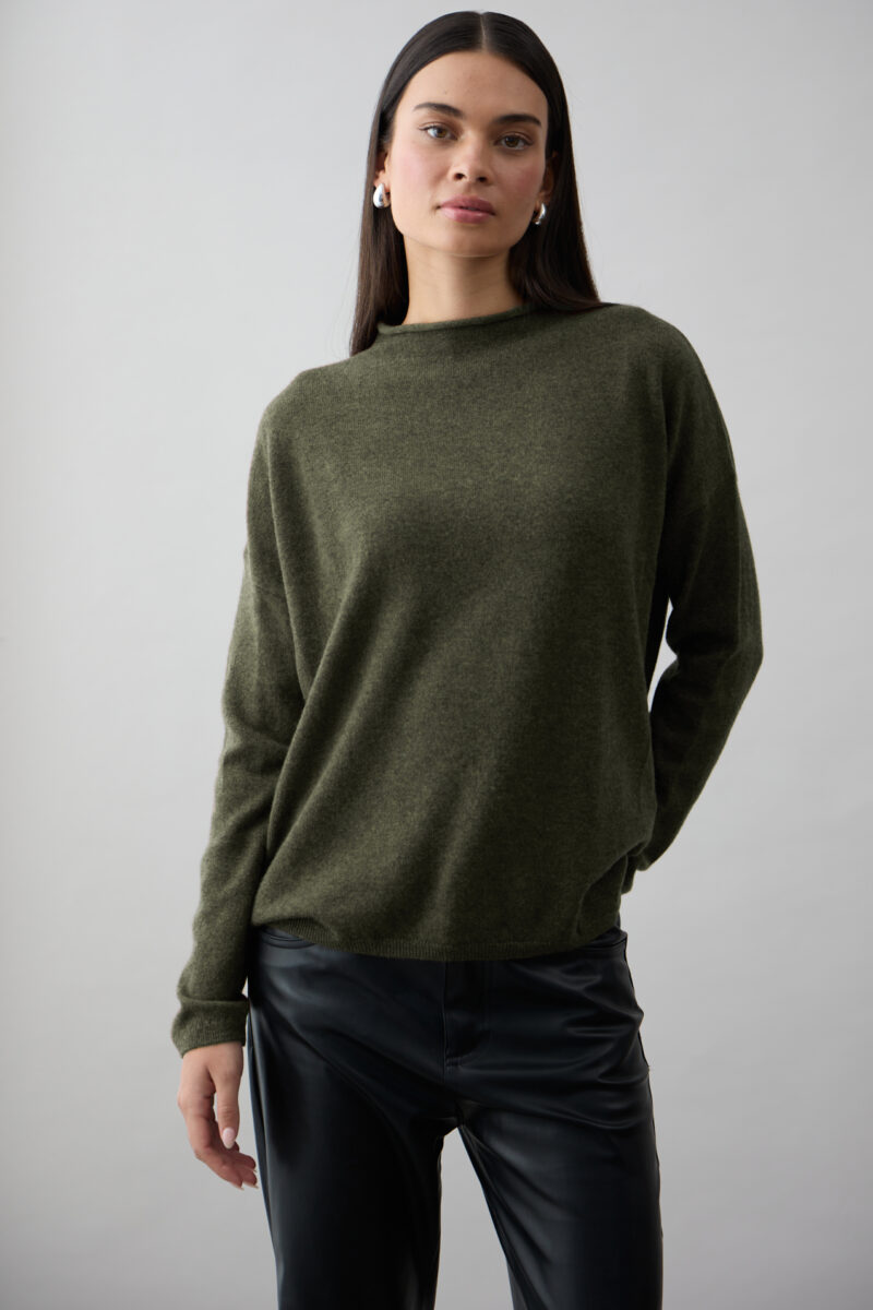 Mia Fratino Sloane Mockneck Sweater Khaki - Image 2