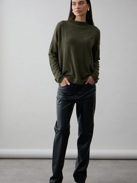 Mia Fratino Sloane Mockneck Sweater Khaki