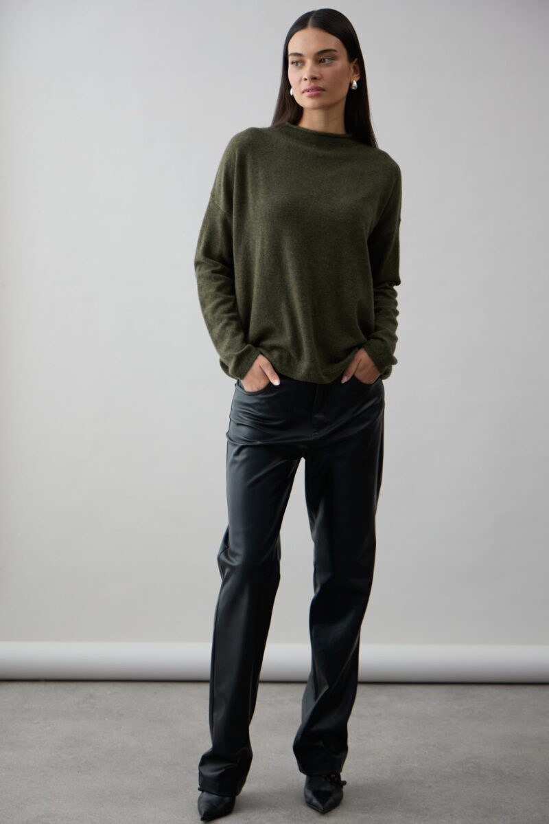 Mia Fratino Sloane Mockneck Sweater Khaki