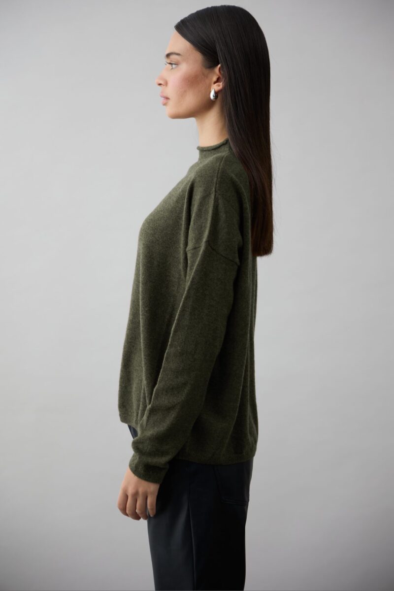 Mia Fratino Sloane Mockneck Sweater Khaki - Image 3