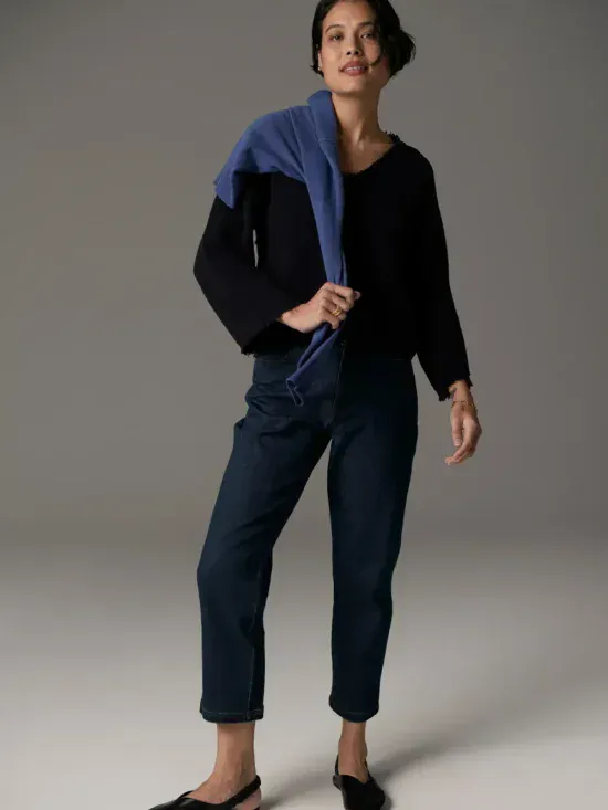 POL Clothing Harper Straight Leg Crop Jean Denim