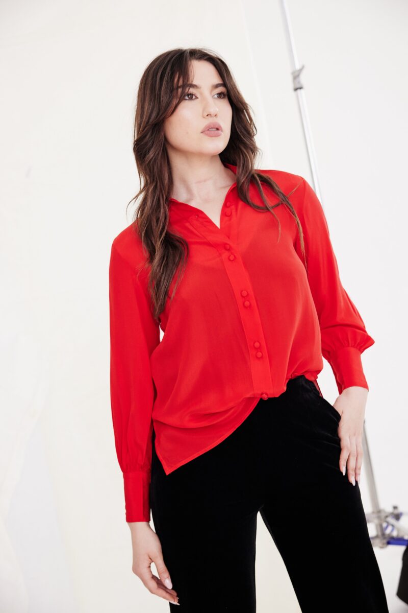 Kamare Inez Silk Shirt Red - Image 3