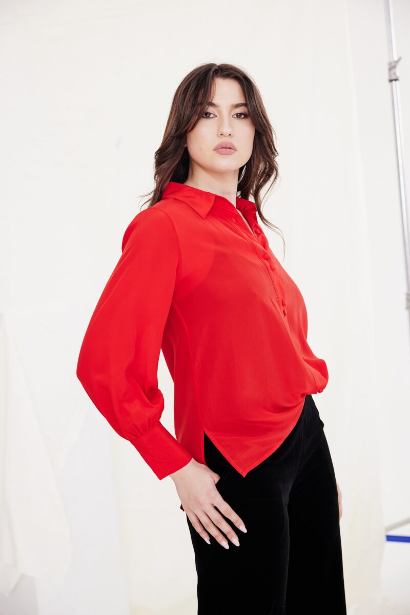 Kamare Inez Silk Shirt Red - Image 4