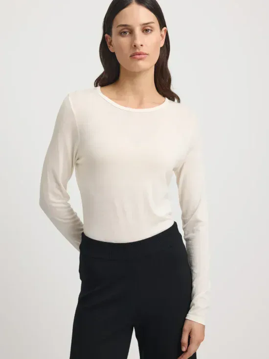 Toorallie Crew Merino Tee Warm White